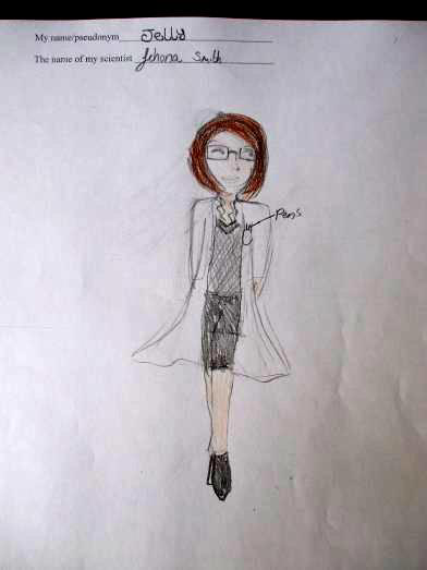 392x523 a female scientist drawn - Scientist Drawing