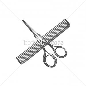 Scissors And Comb Drawing at PaintingValley.com | Explore collection of ...