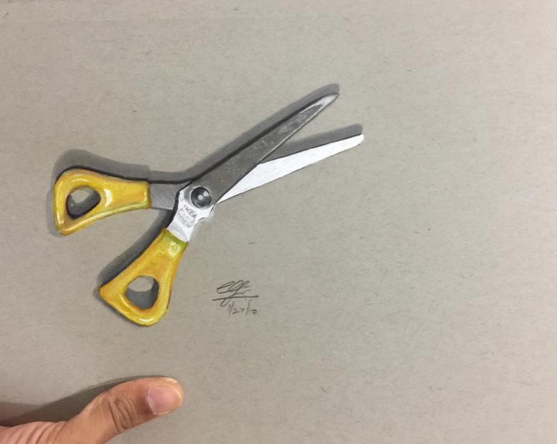 800x638 realistic scissors drawing with prismacolors - Scissors Drawing