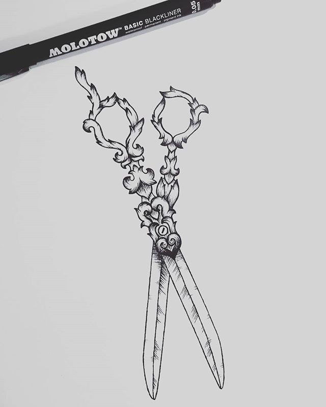 640x800 tattoodesign - Scissors Drawing