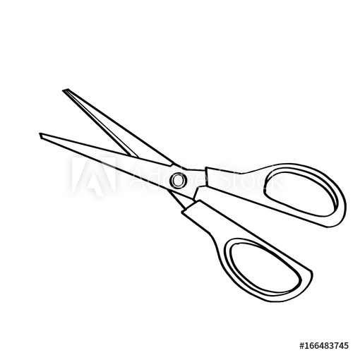 500x500 black and white scissors drawing - Scissors Drawing