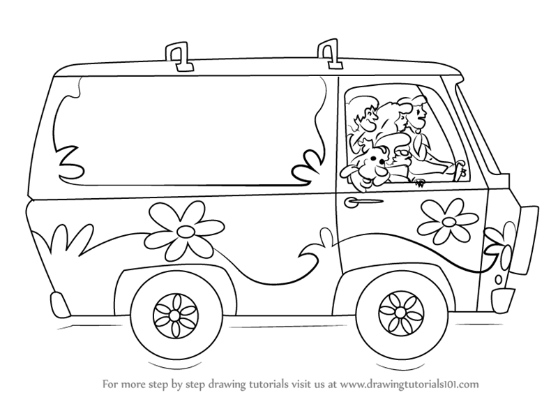 800x566 learn how to draw the mystery machine from scooby doo - Scooby Doo Drawing Pictures