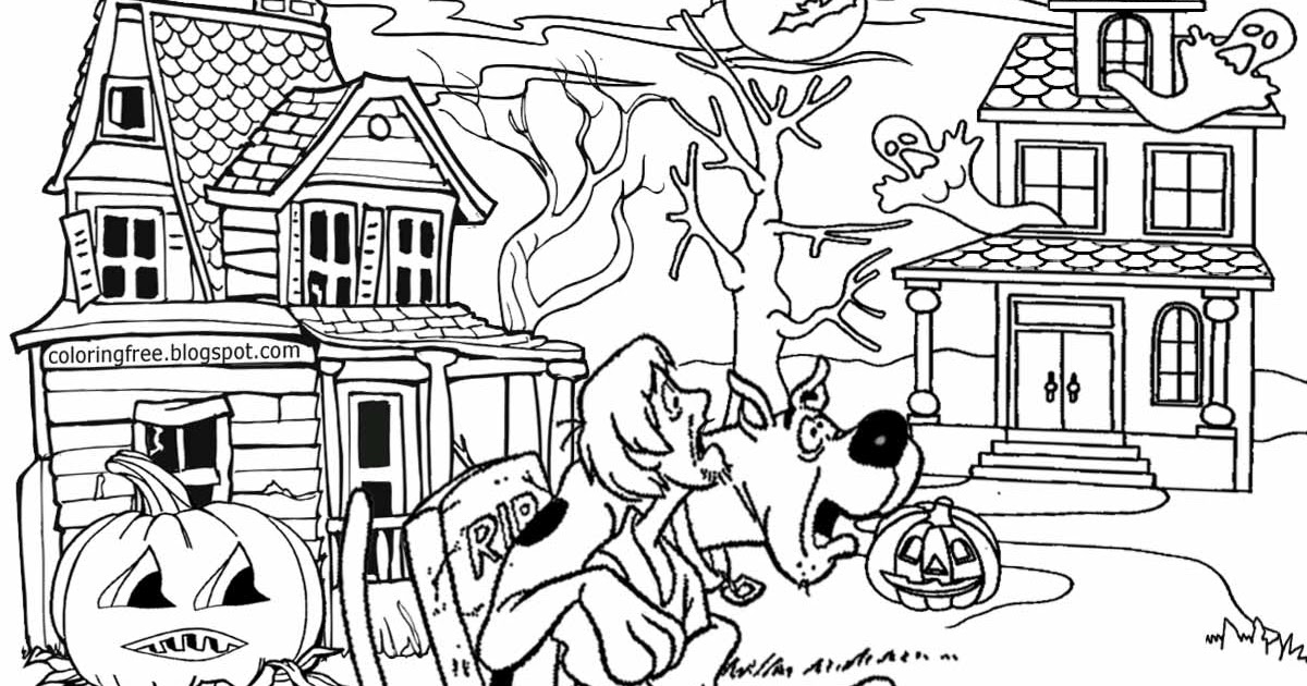 1200x630 Printable Scooby Doo Coloring Haunted Ghost Town Monster Drawing - Scooby Doo Face Drawing