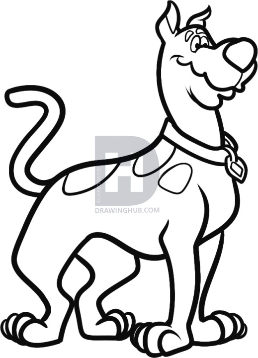 519x720 How To Draw Scooby Doo, Step - Scooby Drawing