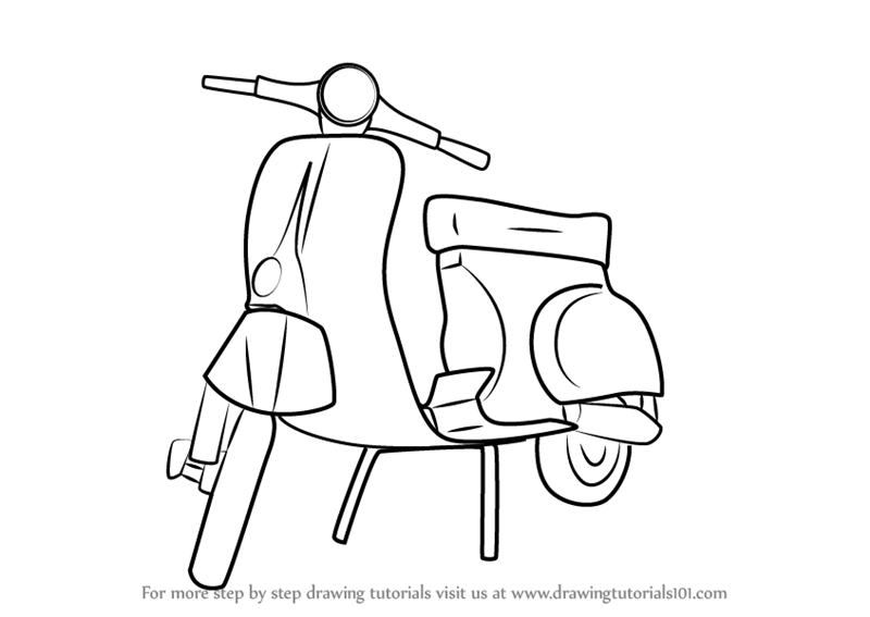 800x567 Learn How To Draw Vespa Scooter - Scooter Drawing