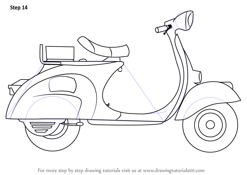 844x597 Learn How To Draw A Scooter - Scooter Drawing