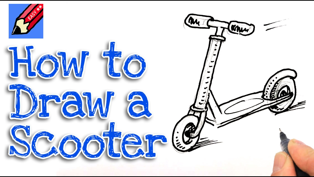 1280x720 Learn How To Draw A Scooter Real Easy For Kids And Beginners - Scooter Drawing