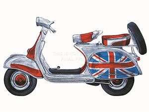 300x225 print painting drawing transpor vespa scooter mods union flag jack - Scooter Drawing