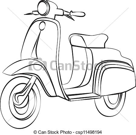 450x446 Scooter Outline Illustration - Scooter Drawing
