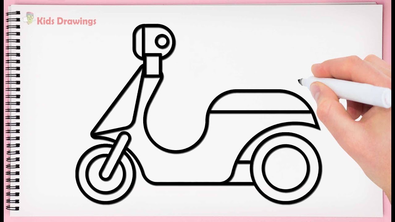 1280x720 How To Draw Scooter Step - Scooter Drawing