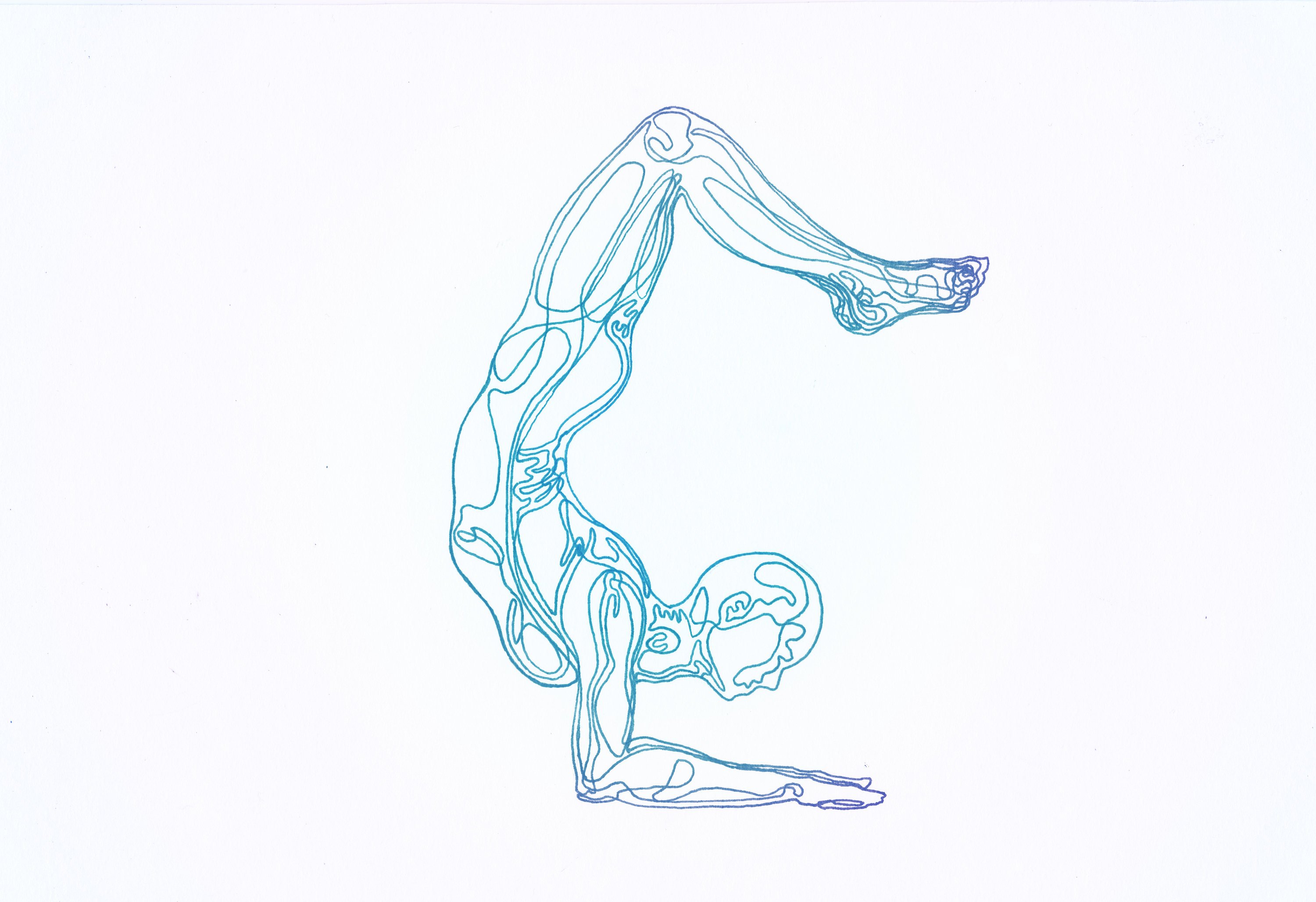 3000x2056 Scorpion Pose Yoga Postcard Etsy - Scorpion Line Drawing