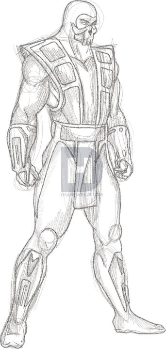 342x720 How To Draw Scorpion, Step - Scorpion Mortal Kombat Drawing