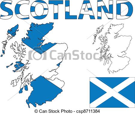 450x378 scottish map and flag outline map of scotland filled - Scotland Drawing