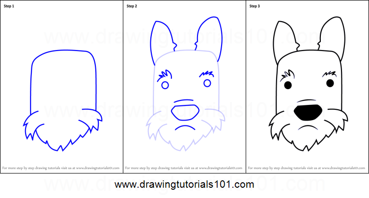 751x404 how to draw a scottie dog face for kids printable step - Scottie Dog Drawing
