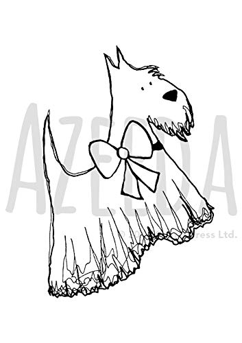 353x500 azeeda 'scottie dog with bow' unmounted rubber - Scottie Dog Drawing