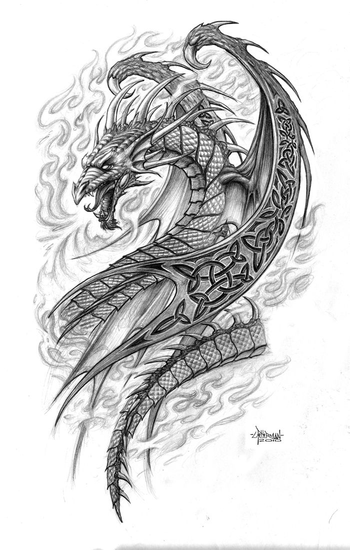 700x1101 Dragon Drawings Celtic - Scottish Drawings