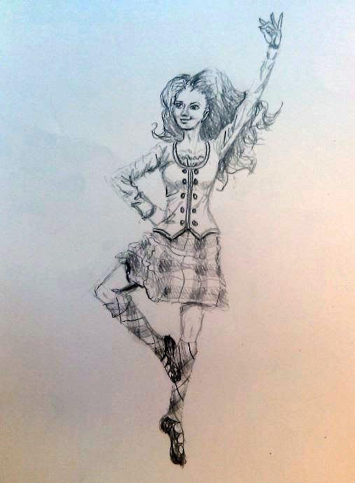 507x690 highland dancer drawing highland and scottish country dance - Scottish Drawings