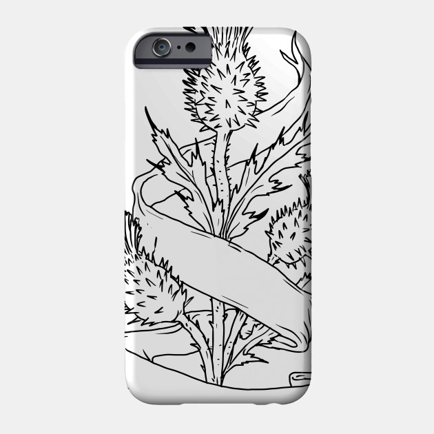 630x630 scottish thistle with ribbon drawing black and white - Scottish Thistle Drawing