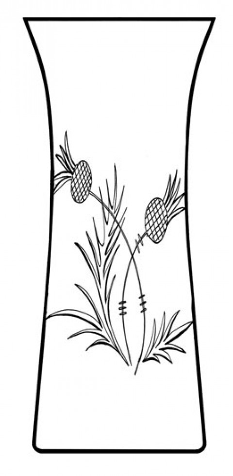 480x980 Hand Cut Crystalware - Scottish Thistle Line Drawing