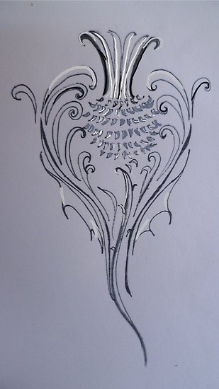 309x550 scottish thistle posters - Scottish Thistle Line Drawing
