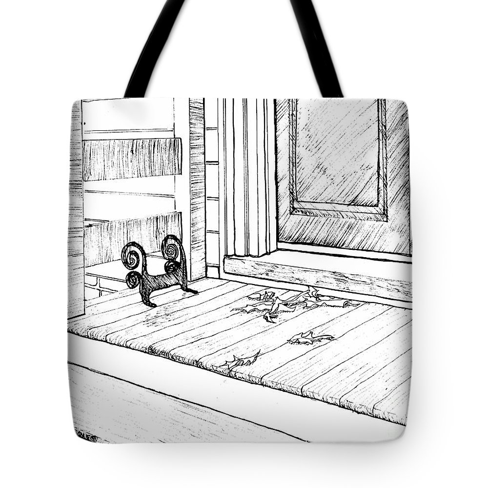 1000x1000 Front Porch With Boot Scraper Tote Bag For Sale - Scraper Drawing