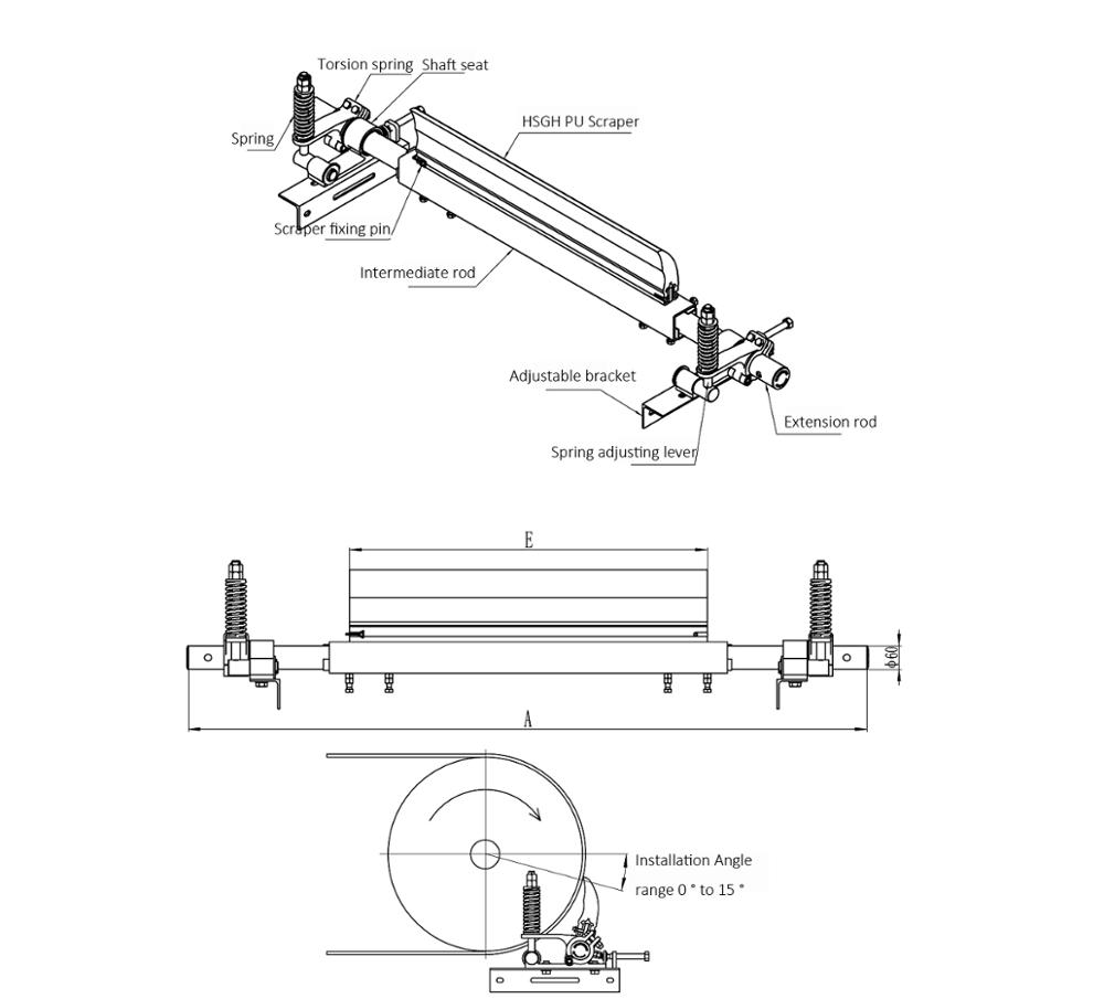 1000x905 Pu G Type Primary Conveyor Scraper - Scraper Drawing