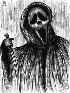 226x300 scream ghostface x ink drawing horror halloween ebay - Scream Drawing
