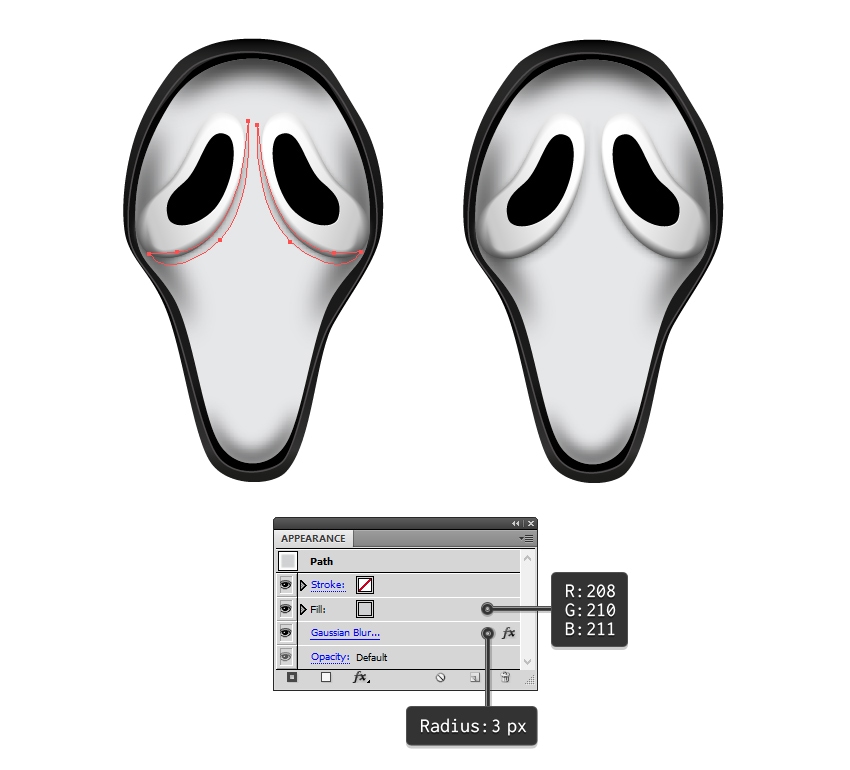 850x770 how to create a scream mask in adobe illustrator - Scream Mask Drawing