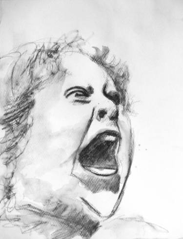 375x489 Screaming Face Drawing - Screaming Face Drawing
