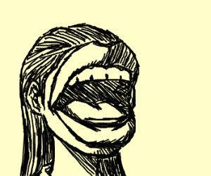 300x250 Screaming Girl With Lips For A Face Drawing - Screaming Face Drawing
