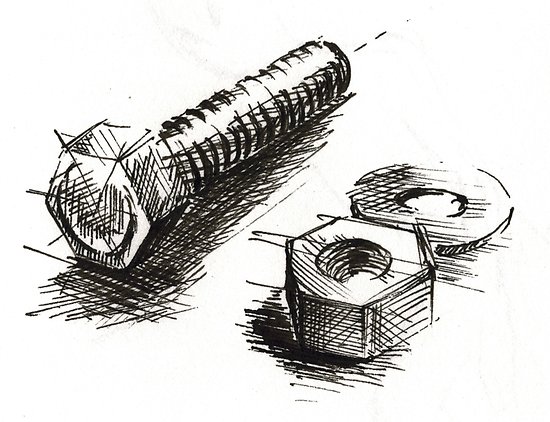Болт рисунок карандашом