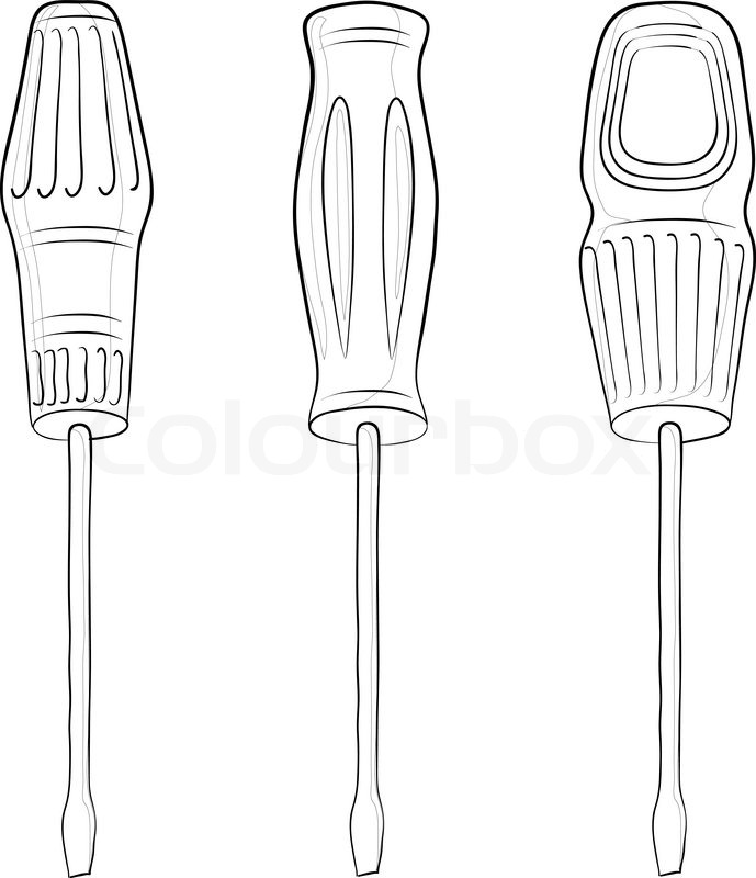 689x800 tools, set of screwdrivers with stock vector colourbox - Screwdriver Drawing