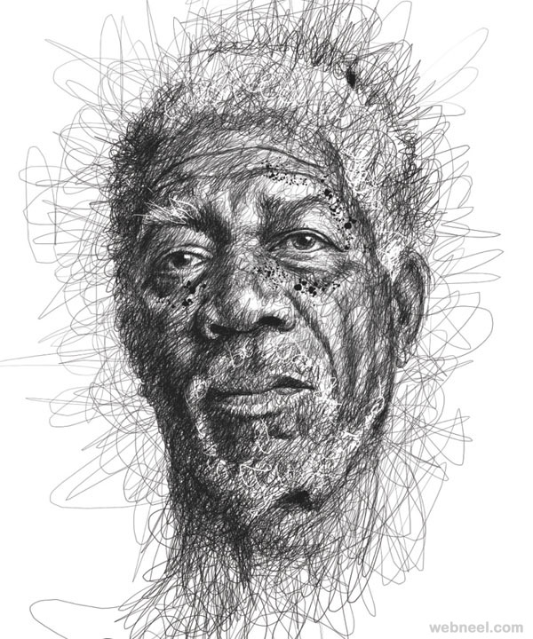 600x720 scribble drawing celebrity portrait - Scribble Drawing