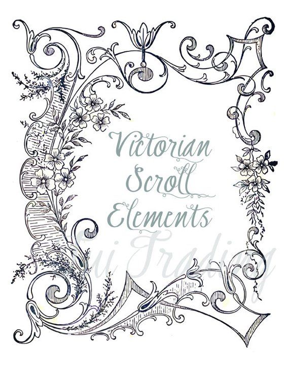570x738 ornamental vector, scrolls and line drawings, card elements - Scroll Line Drawing