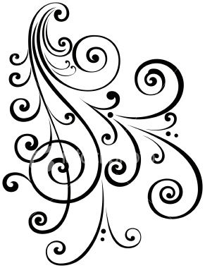 291x380 a fancy vectorized ornate scroll design with ungrouped scrolls - Scroll Line Drawing