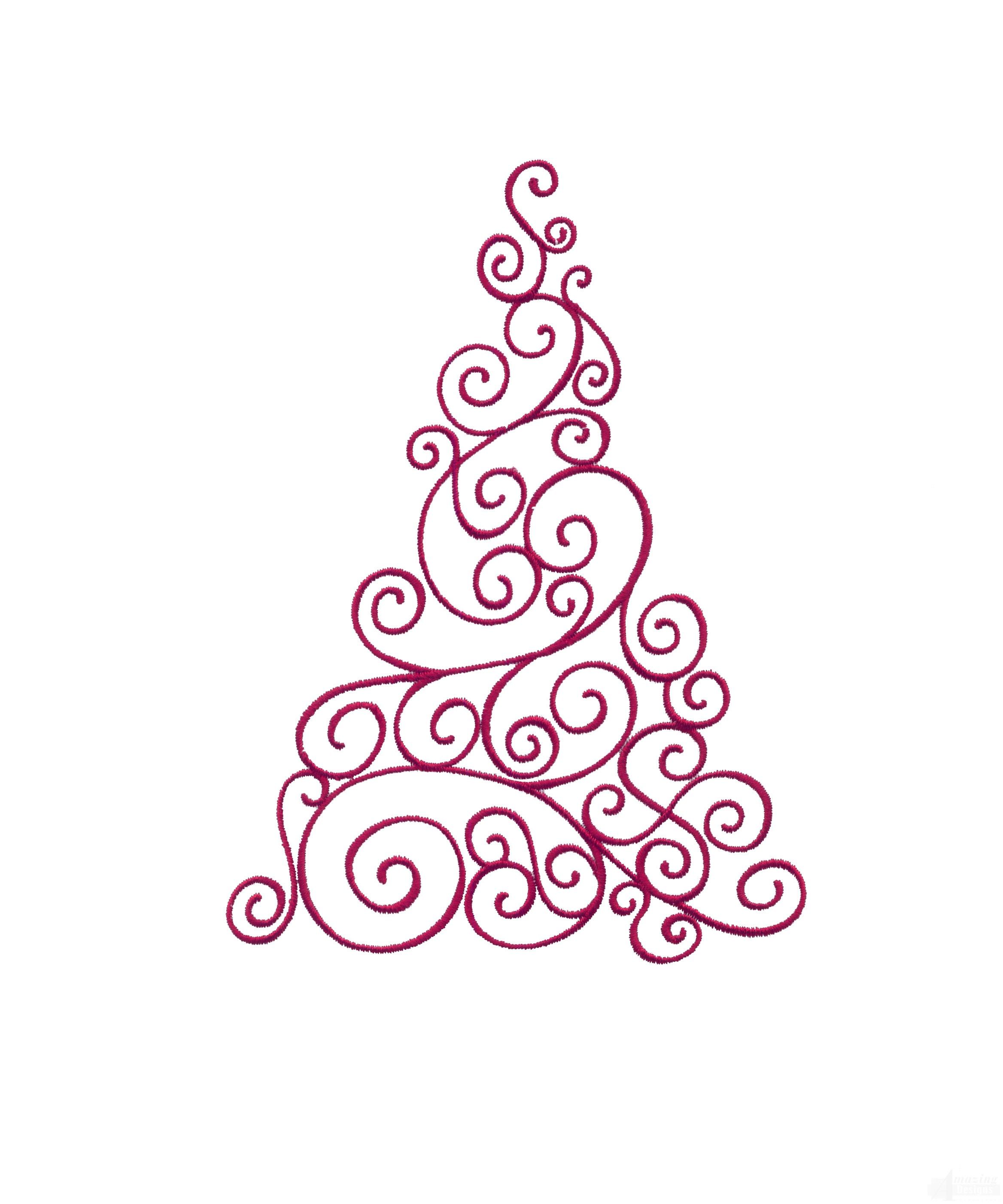 2336x2804 Scroll Christmas Tree Embroidery Design Crafts Christmas Tree - Scroll Line Drawing