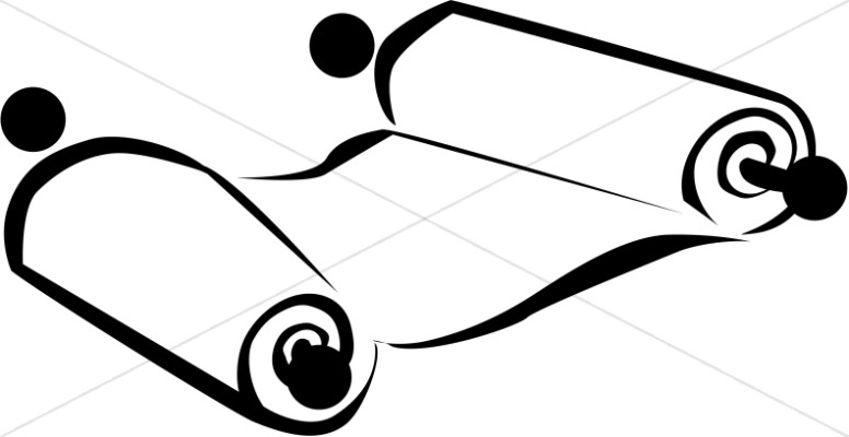 776x400 Scroll In Black And White Bible Clipart - Scroll Line Drawing