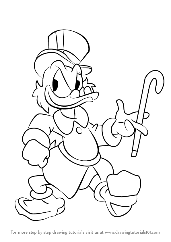 596x842 learn how to draw scrooge mcduck - Scrooge Drawing