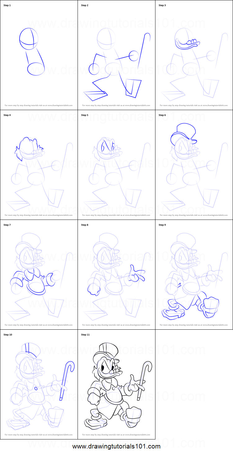 751x1463 How To Draw Scrooge Mcduck Printable Step - Scrooge Mcduck Drawing