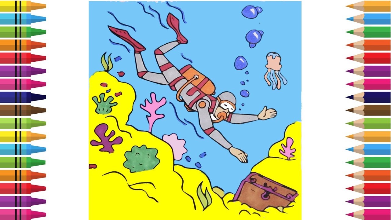 1280x720 how to draw a scuba diver step - Scuba Diver Drawing