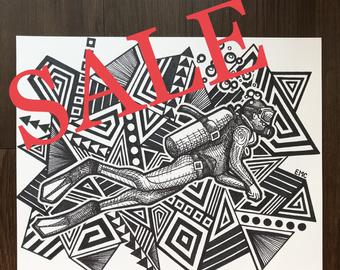 340x270 scuba diver drawing etsy - Scuba Diver Drawing