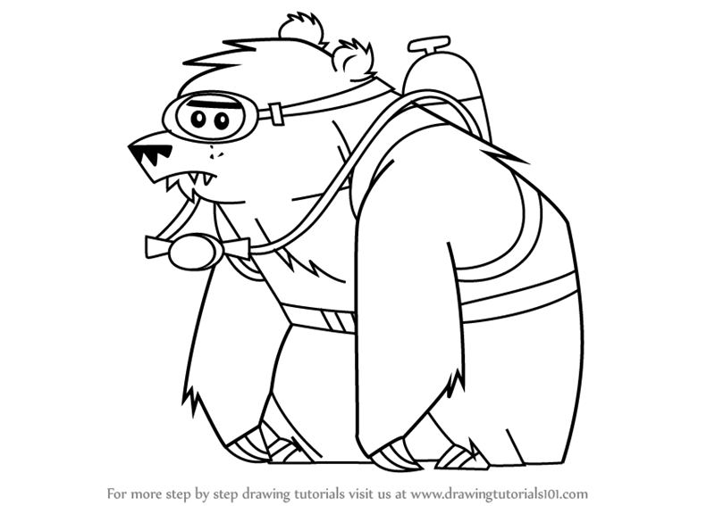 800x567 learn how to draw scuba bear from total drama - Scuba Drawing