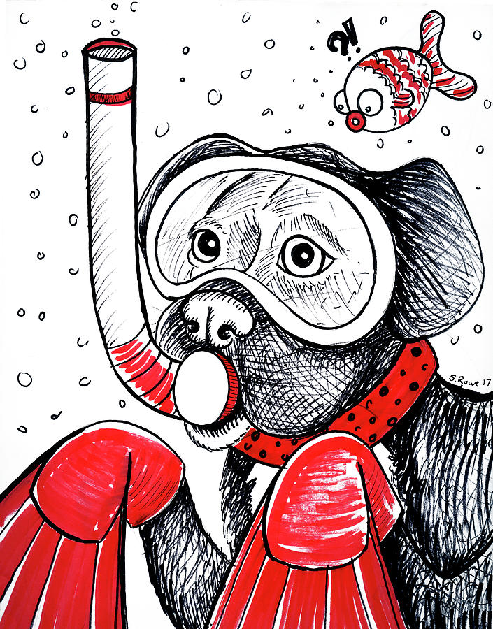705x900 scuba dooby dog drawing - Scuba Drawing
