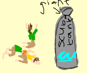 300x250 people worshiping a giant scuba tank - Scuba Tank Drawing