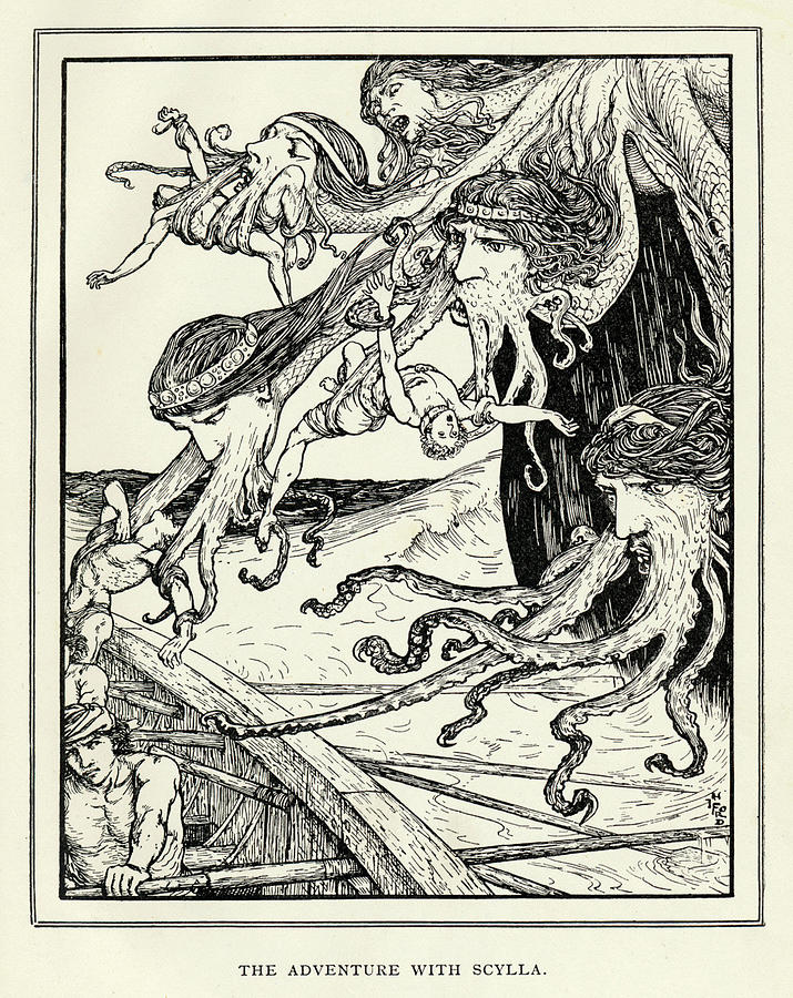 715x900 Scylla, The Six Headed Monster Who Drawing - Scylla Drawing