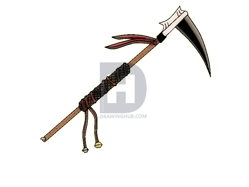 800x600 How To Draw A Medieval Scythe, Step - Scythe Drawing