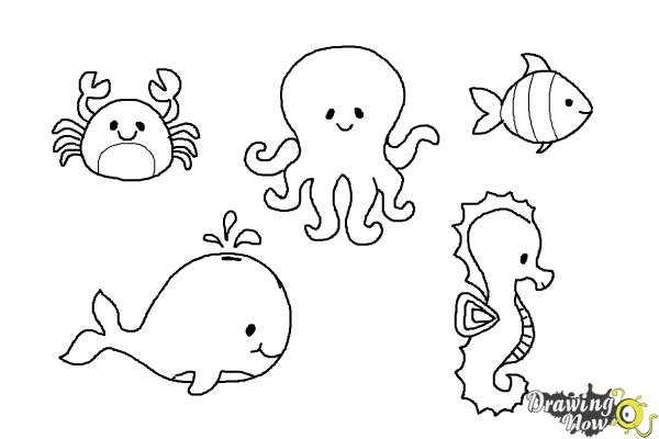 20+ Fantastic Ideas Ocean Sea Animals Drawing Easy | Tasya Baby