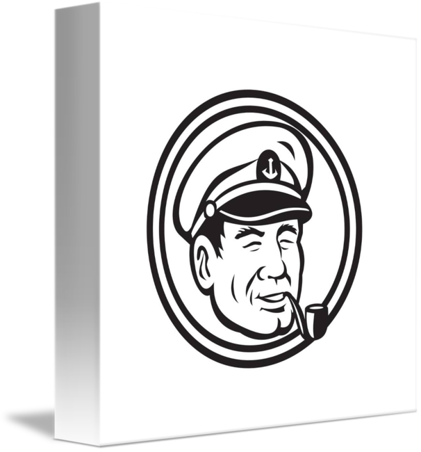 606x650 Sea Captain Pipe Smoke Circle Black And White - Sea Captain Drawing