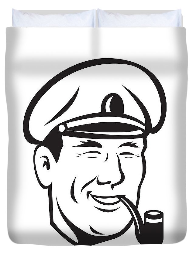 645x853 Sea Captain Smiling Smoke Pipe Retro Duvet Cover For Sale - Sea Captain Drawing