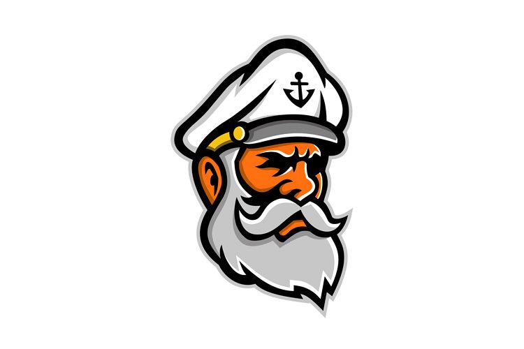 750x500 Seadog Sea Captain Head Mascot - Sea Captain Drawing
